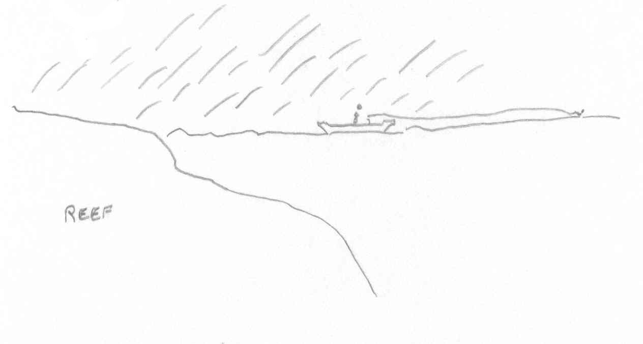 Drawing of reef and canoe